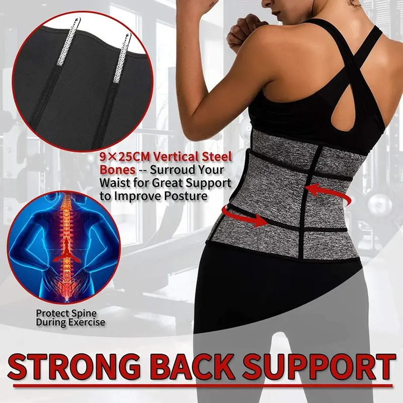 Thumbnail: Corset Sweat Belt for Women Weight Loss Compression Trimmer Workout Fitness