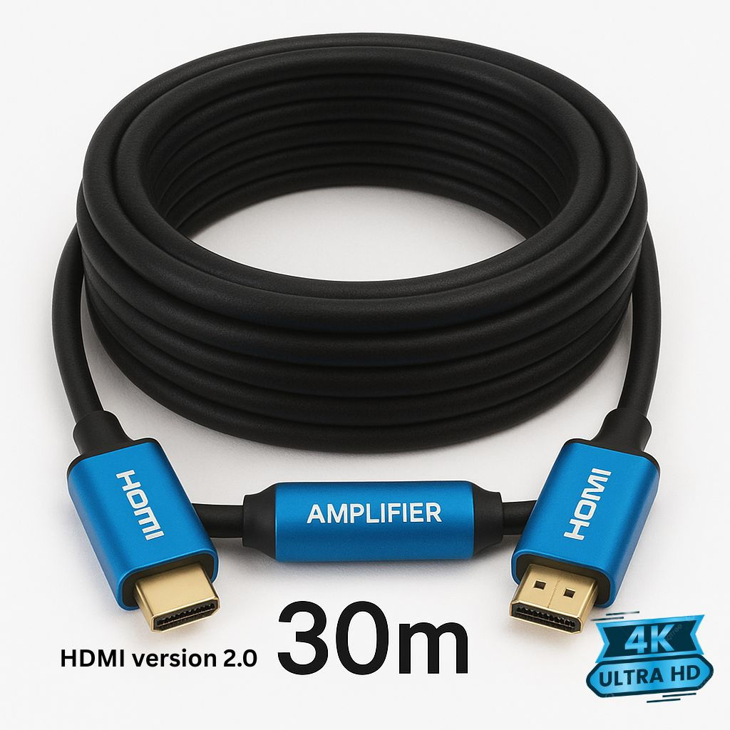Cable HDMI 2.0 de 30m, 4K UHD con amplificador de señal
