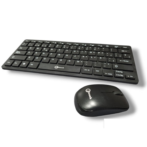 Miniatura: Teclado y ratón inalámbricos, compactos y negros