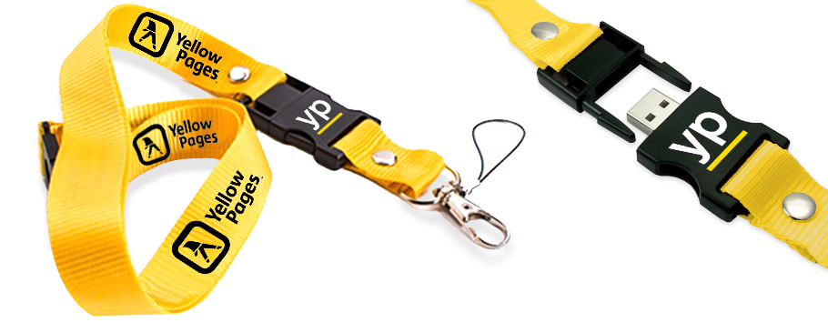 Miniatura: Llavero USB amarillo con insignia VP