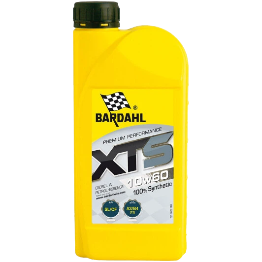 Жовта пляшка моторної оливи Bardahl XTS 10W60