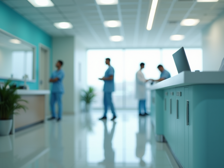 Medical staff at hospital reception