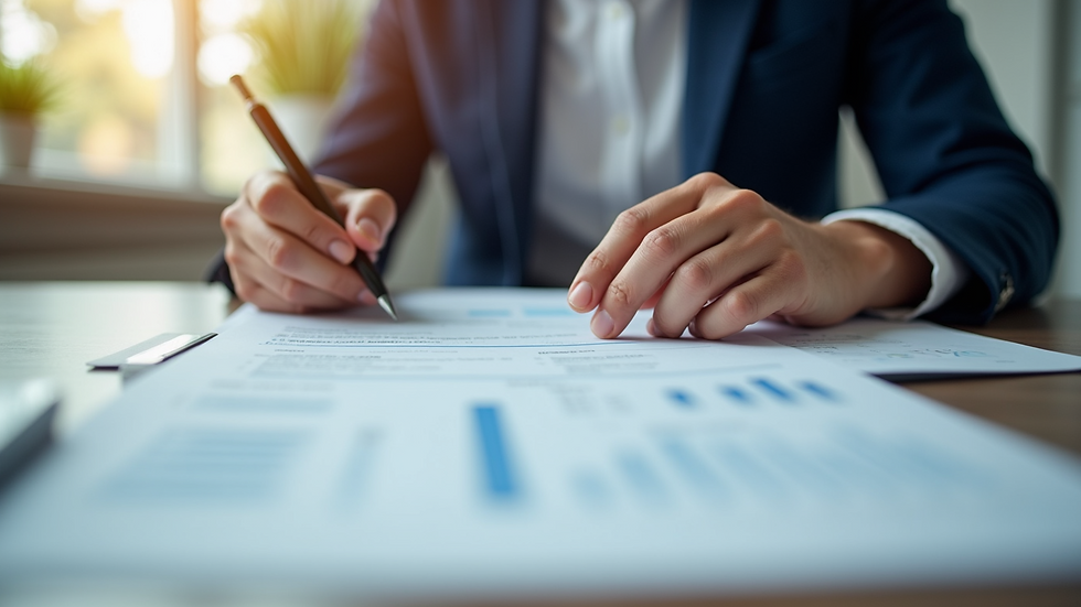 Close-up view of a recruiter reviewing healthcare professional resumes