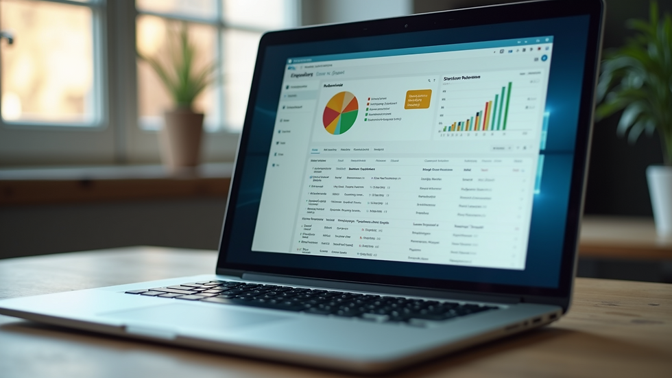 Close-up view of a laptop screen displaying recruitment software dashboard