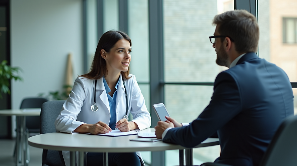 High angle view of a healthcare recruiter conducting an interview