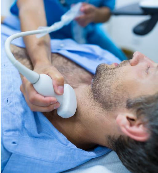 Ultrassom terapêutico utilizado na fisioterapia.