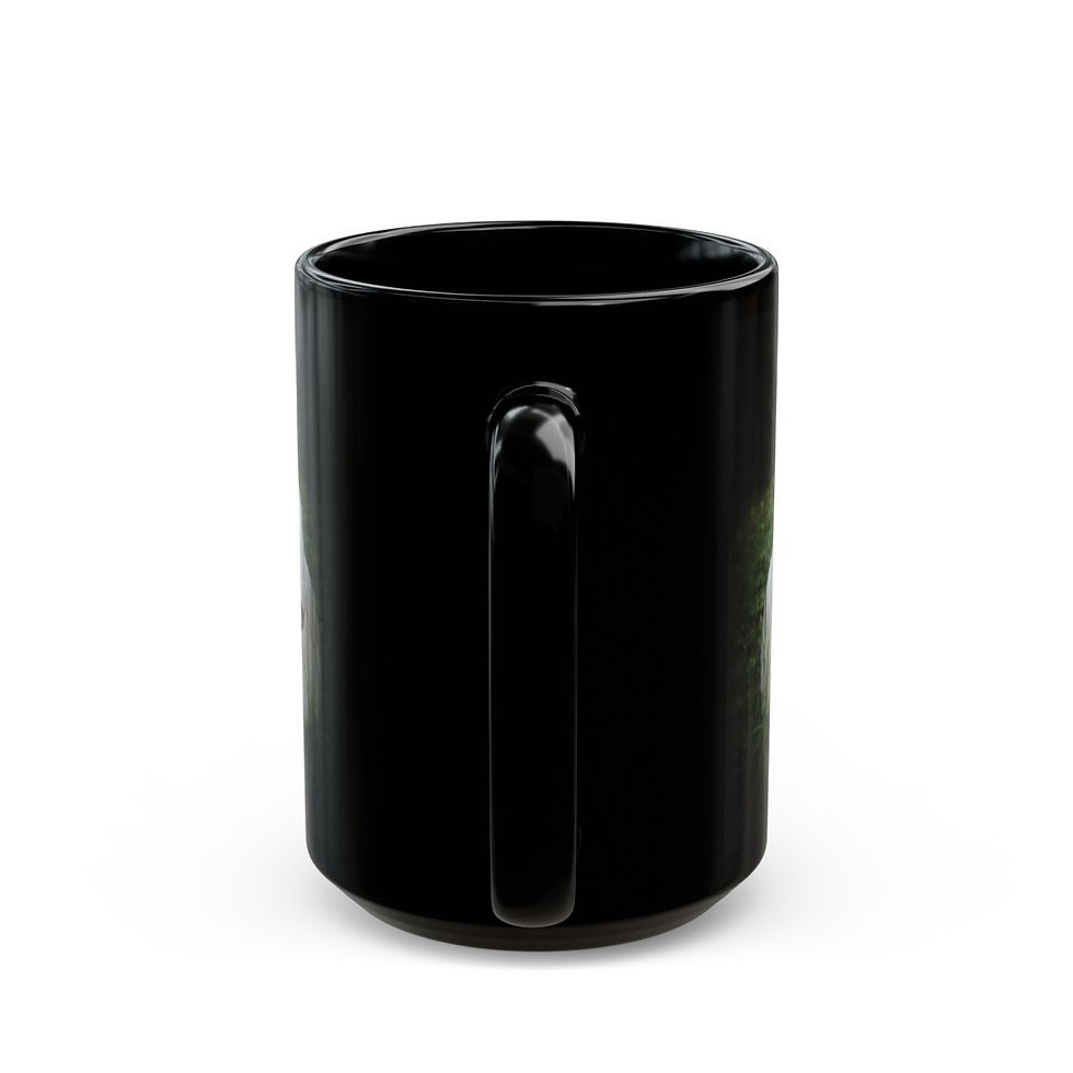 Thumbnail: White Rabbit with Poppies | Black Mug (11oz, 15oz)