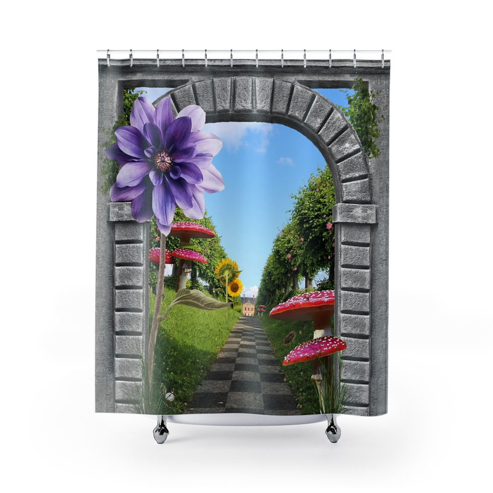 Thumbnail: Curiouser and Curiouser Backyard 3D Shower Curtain with Flowers