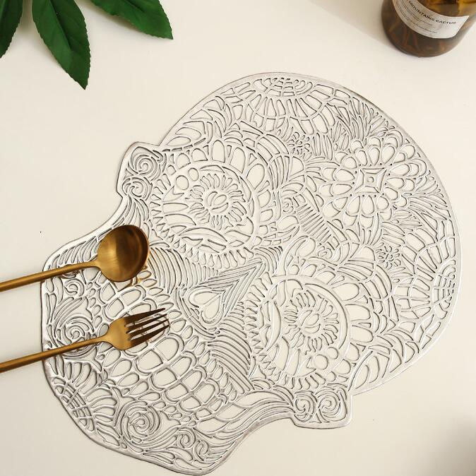 Skull Accent PVC Table Mat - Non-Slip & Washable