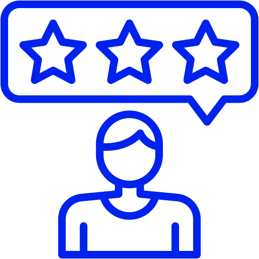 Ícone de pessoa com 3 estrelas sobre a cabeça. Bluemetrics: blue4AI