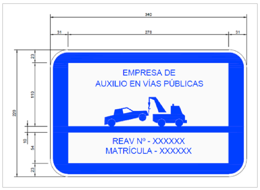 diseño y características señal v-24 vehículo servicio de auxilio en vías publicas