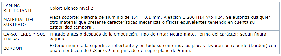 dimensiones, color y características técnicas señal vehículo público