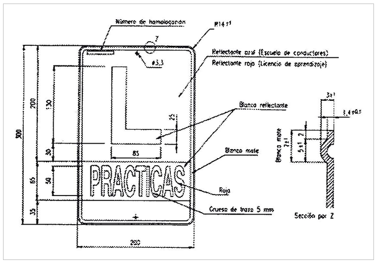 dimensiones, color y características técnicas señal v-14