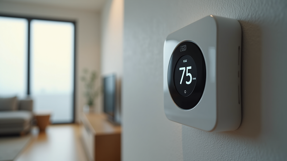 Close-up view of a programmable thermostat on a wall