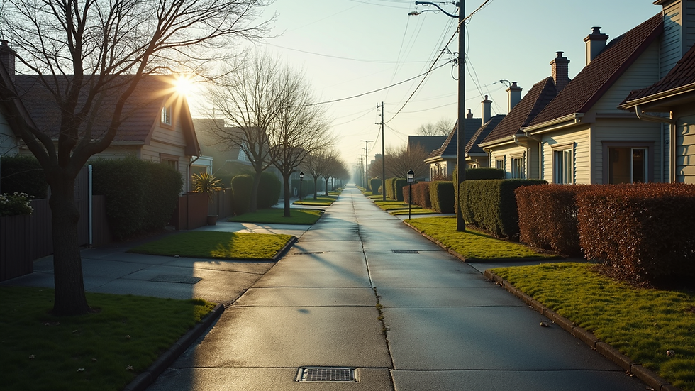 High angle view of a residential neighborhood