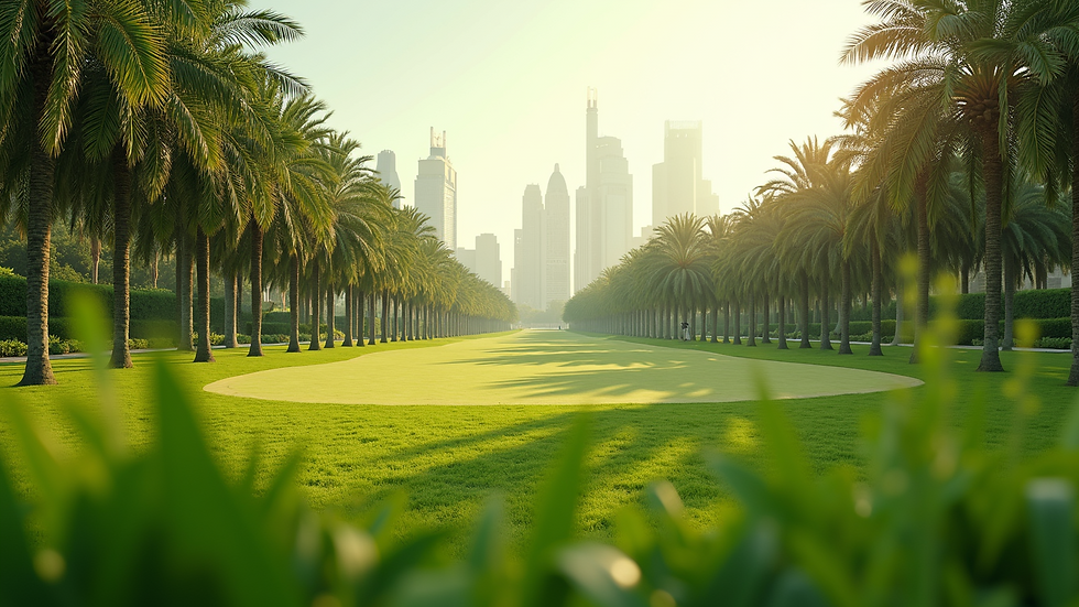 Eye-level view of green open space in Meydan