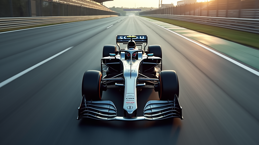 High angle view of a Formula 1 racing car on a track