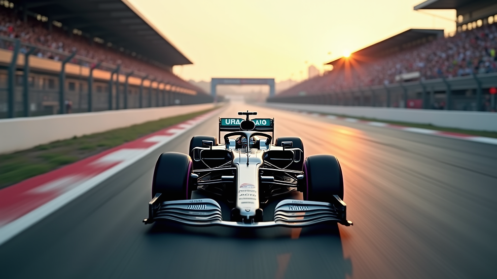 High angle view of a Formula 1 racing car on the track
