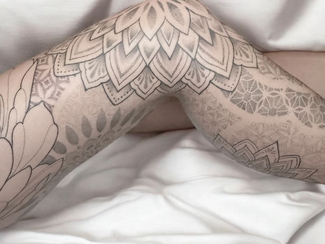 Mandala Geometric Soft Leg Sleeve Tattoo