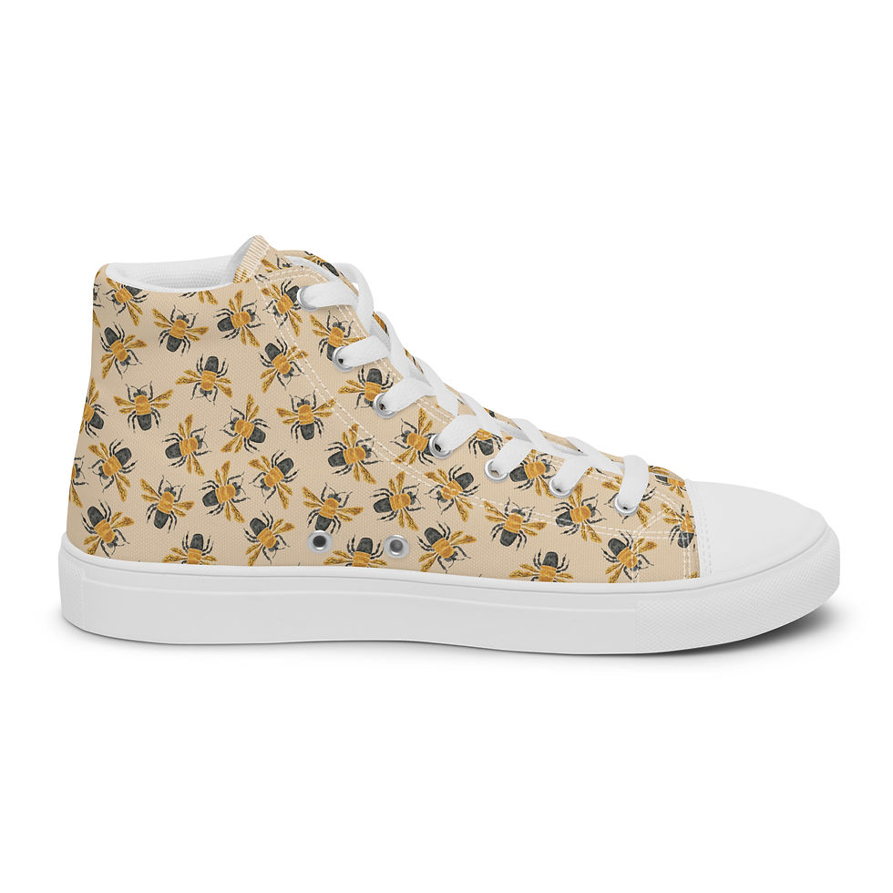 Thumbnail: Watercolor Bee • Women’s High Top Canvas Shoes