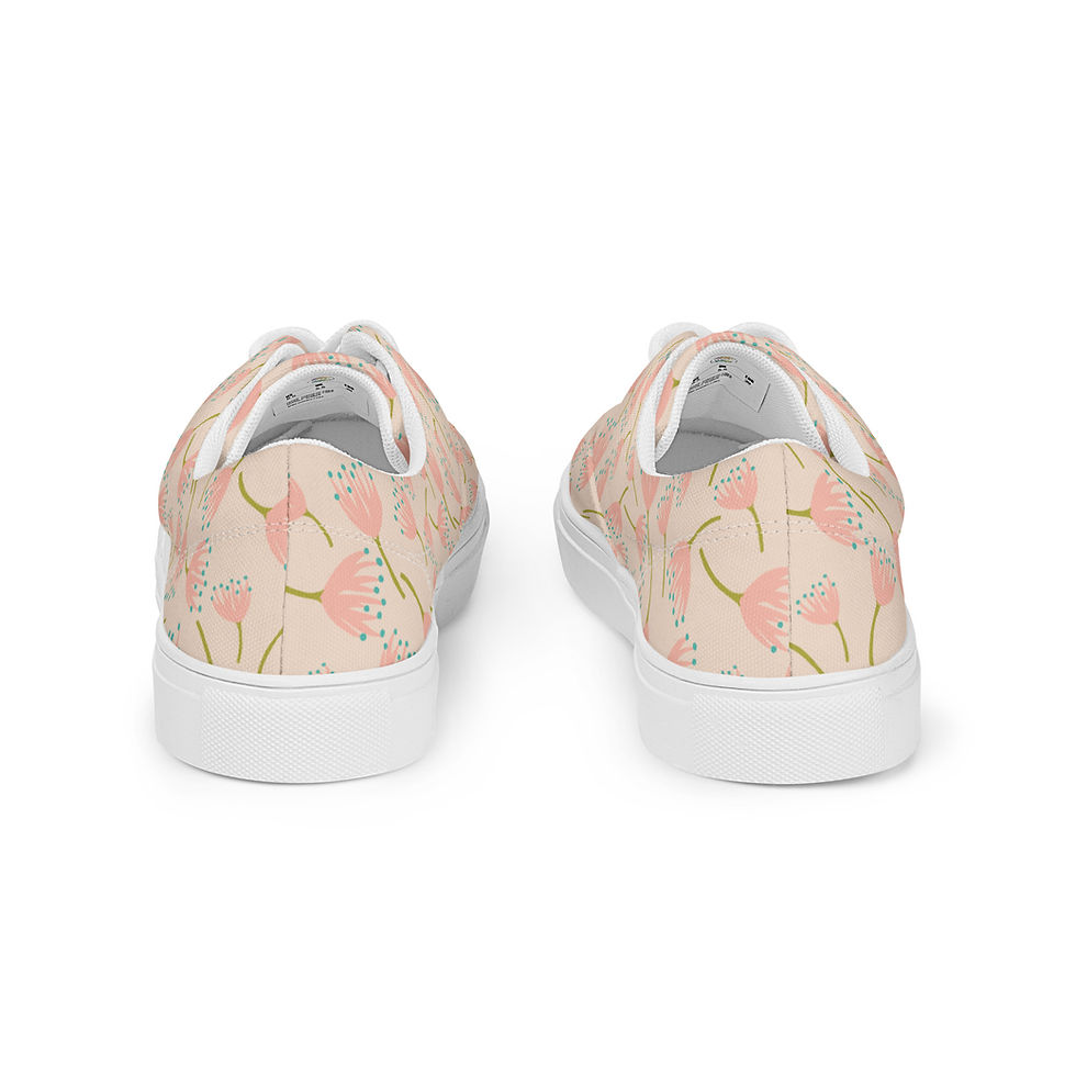 Thumbnail: Blush Flowers • Women’s Lace-Up Canvas Shoes