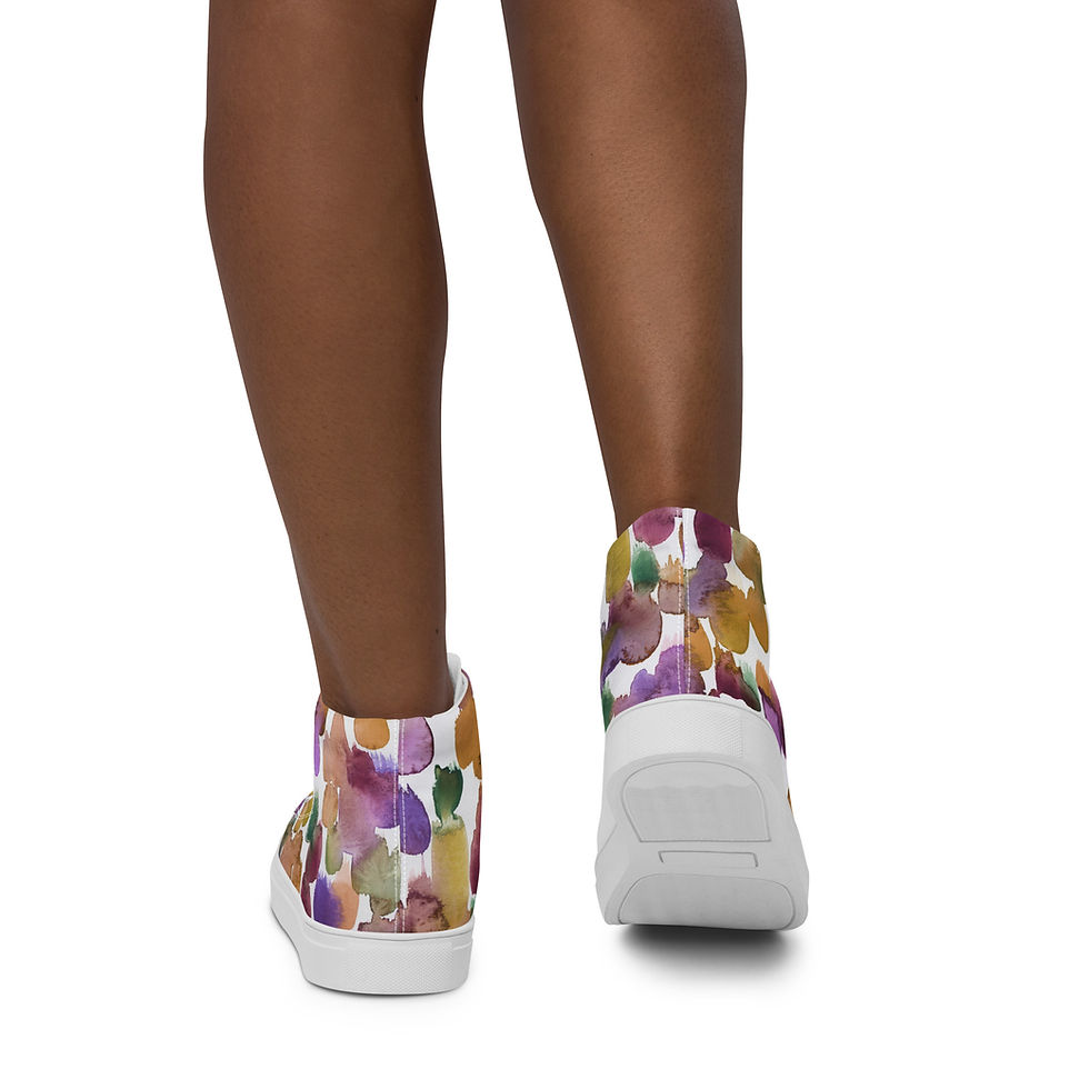 Thumbnail: Orange and Purple Watercolor Drops • Women’s High Top Canvas Shoes