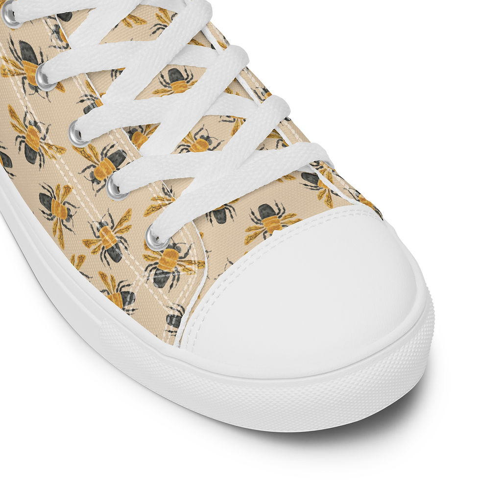 Thumbnail: Watercolor Bee • Women’s High Top Canvas Shoes