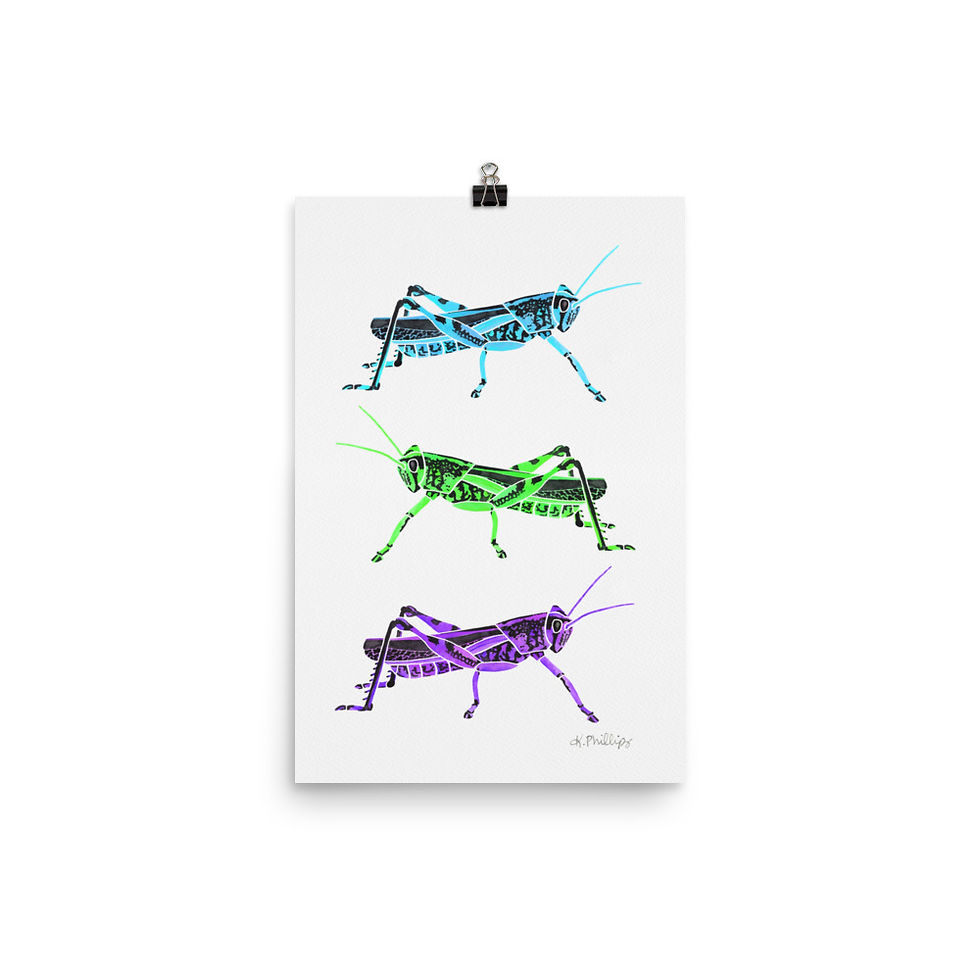 Thumbnail: Grasshoppers- Cool Hues • Art Print