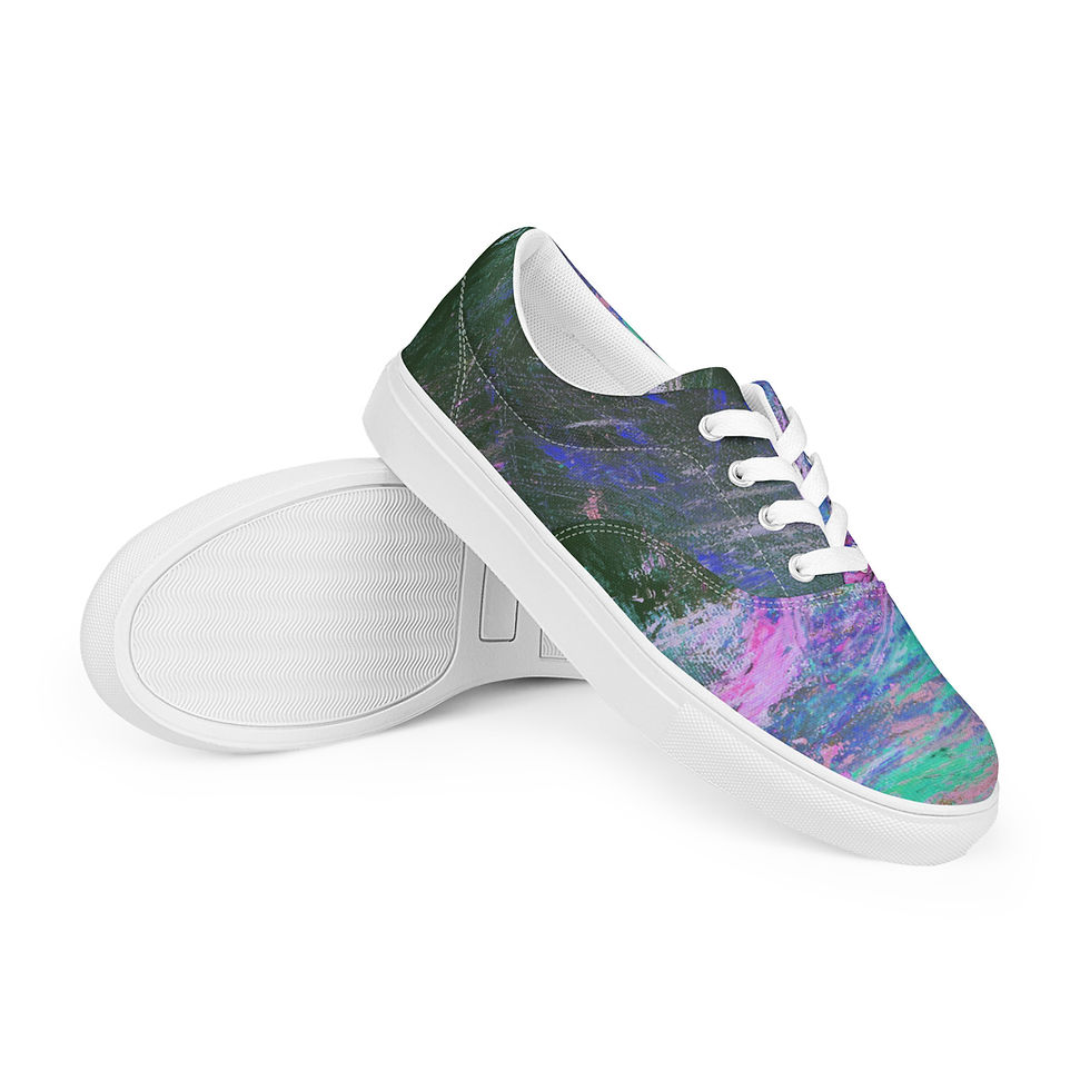 Thumbnail: Pink & Green Paint • Women’s Lace-Up Canvas Shoes