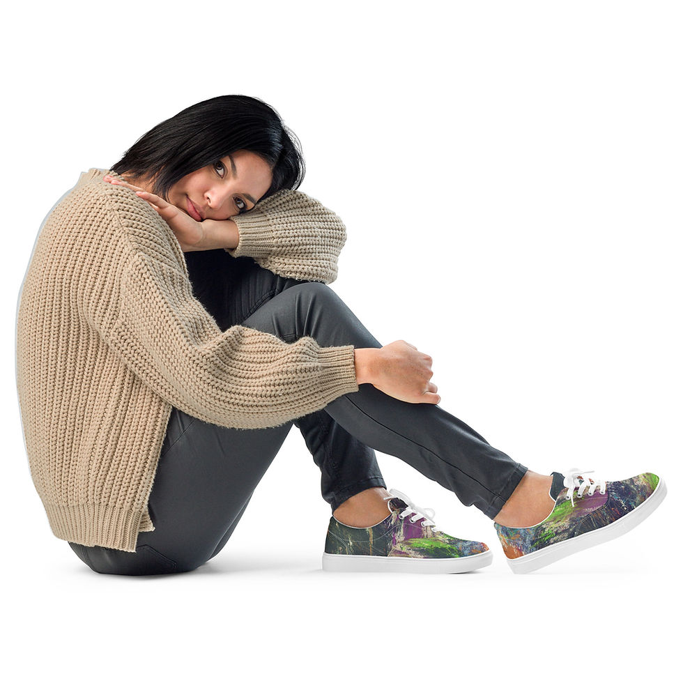 Thumbnail: Orange & Green Paint • Women’s Lace-Up Canvas Shoes