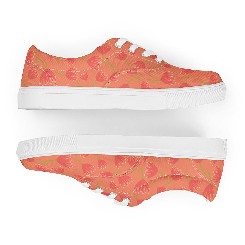 Thumbnail: Red Flowers • Women’s Lace-Up Canvas Shoes