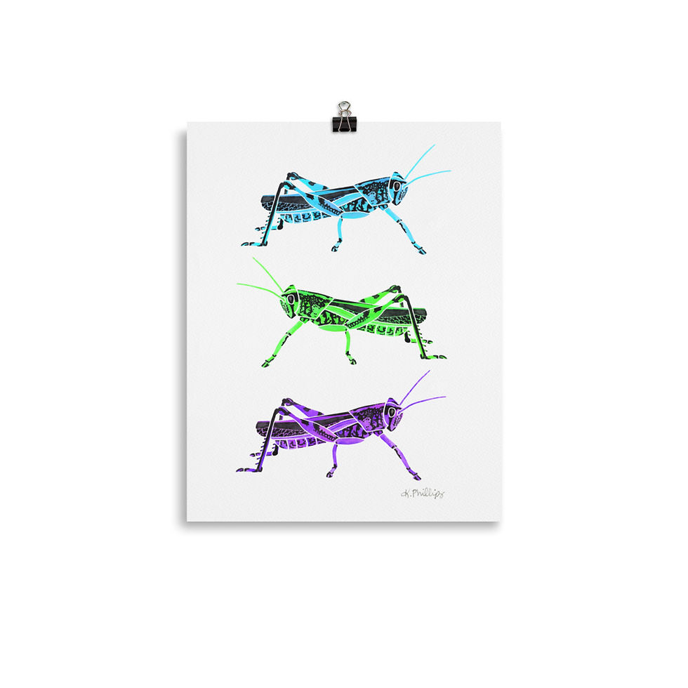 Thumbnail: Grasshoppers- Cool Hues • Art Print