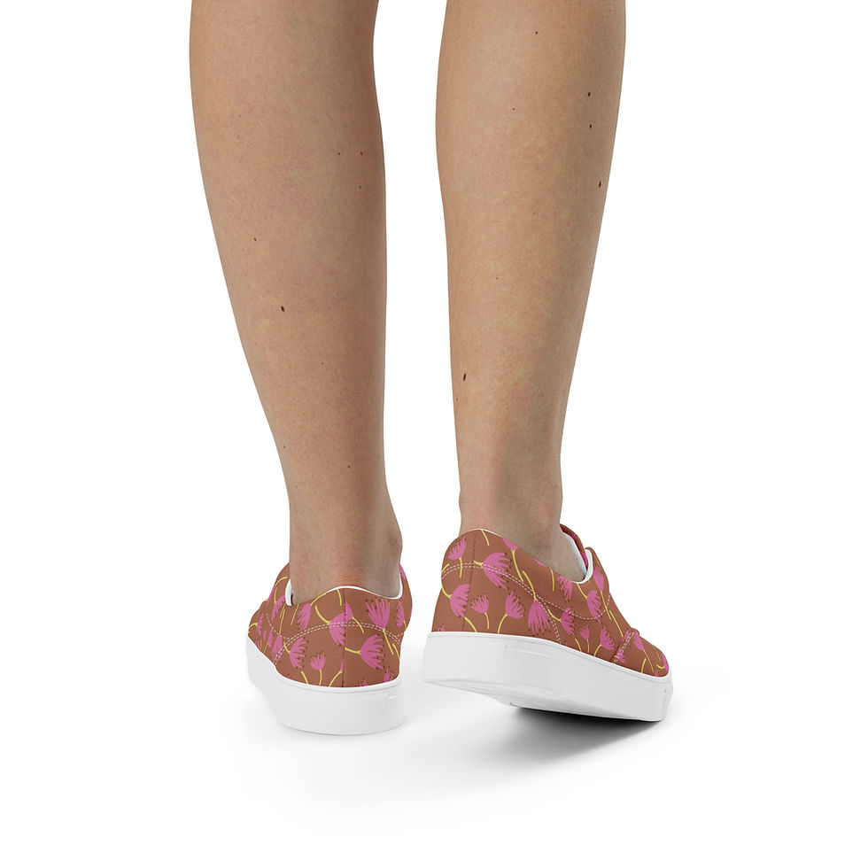 Thumbnail: Brown Flowers • Women’s Lace-Up Canvas Shoes