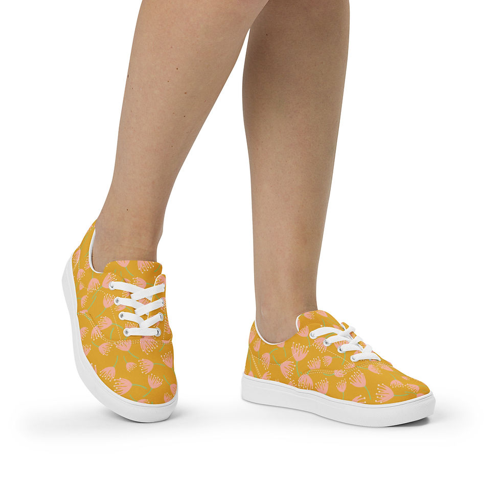Thumbnail: Mustard Flowers • Women’s lace-up canvas shoes