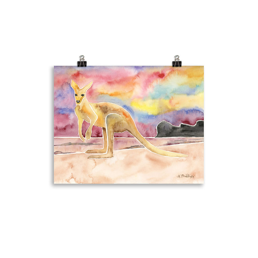 Thumbnail: Kangaroo on the Beach • Art Print