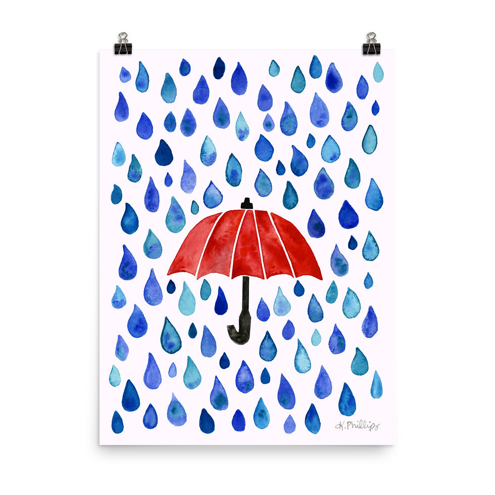Thumbnail: Umbrella and Raindrops • Art Print