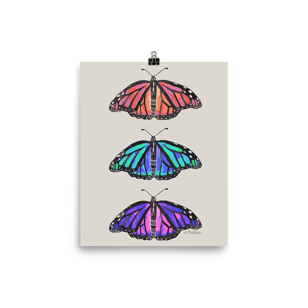 Thumbnail: Three Monarch Butterflies • Art Print