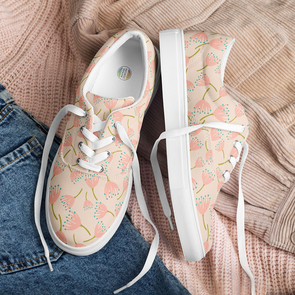 Thumbnail: Blush Flowers • Women’s Lace-Up Canvas Shoes