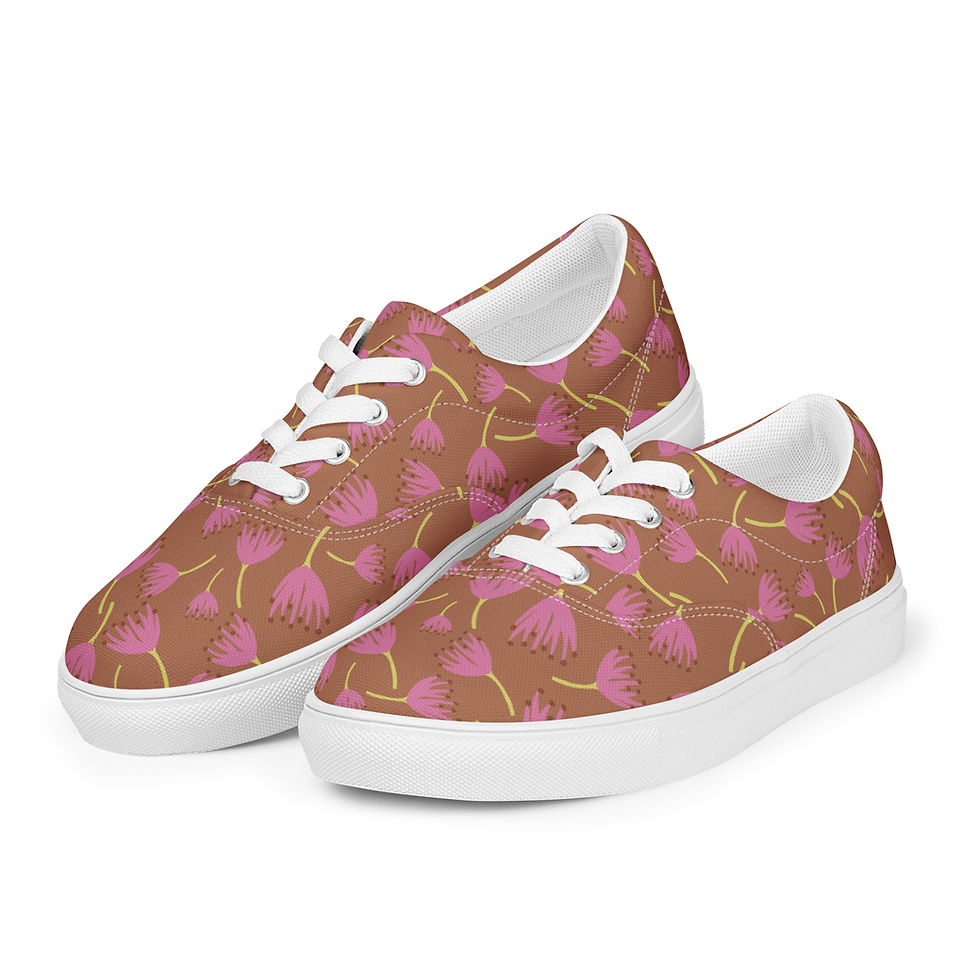 Thumbnail: Brown Flowers • Women’s Lace-Up Canvas Shoes