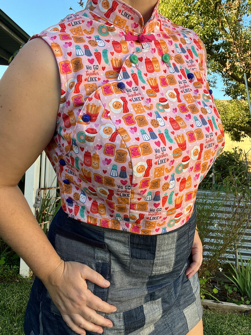 B Breath designs Mei Top
Sewing, hand made, pattern test, pattern review, sleeveless, size inclusive, upcycled, vintage, indie designer, sleeved cheongsam, pankou knot, pink, princess seam, multi-cup options