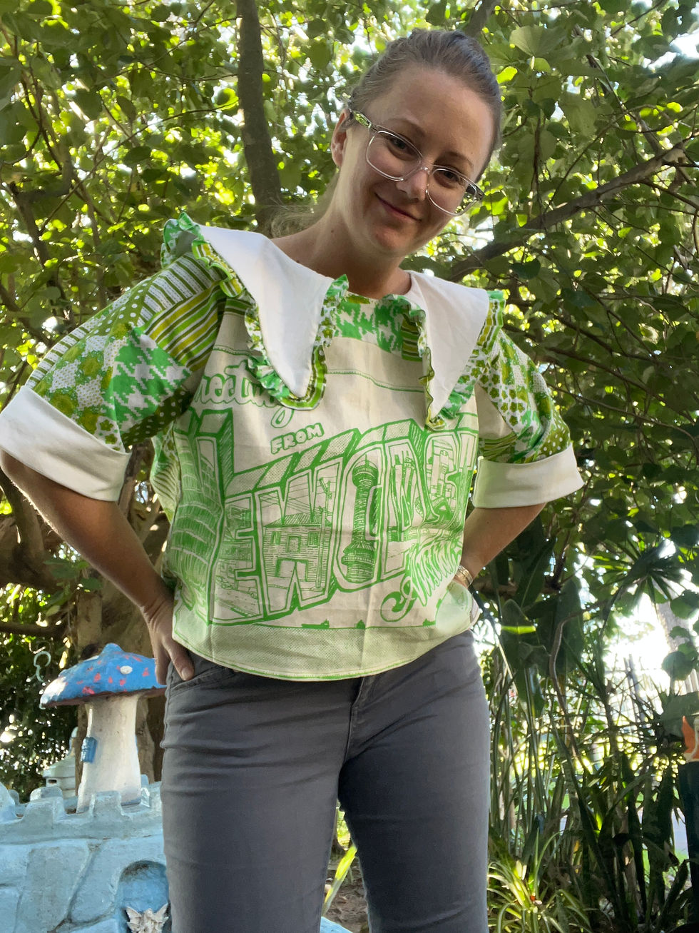 upcycle, teatowel, thrifted, sheet, opshop, vintage, self drafted, tansey top, peppermint magazine