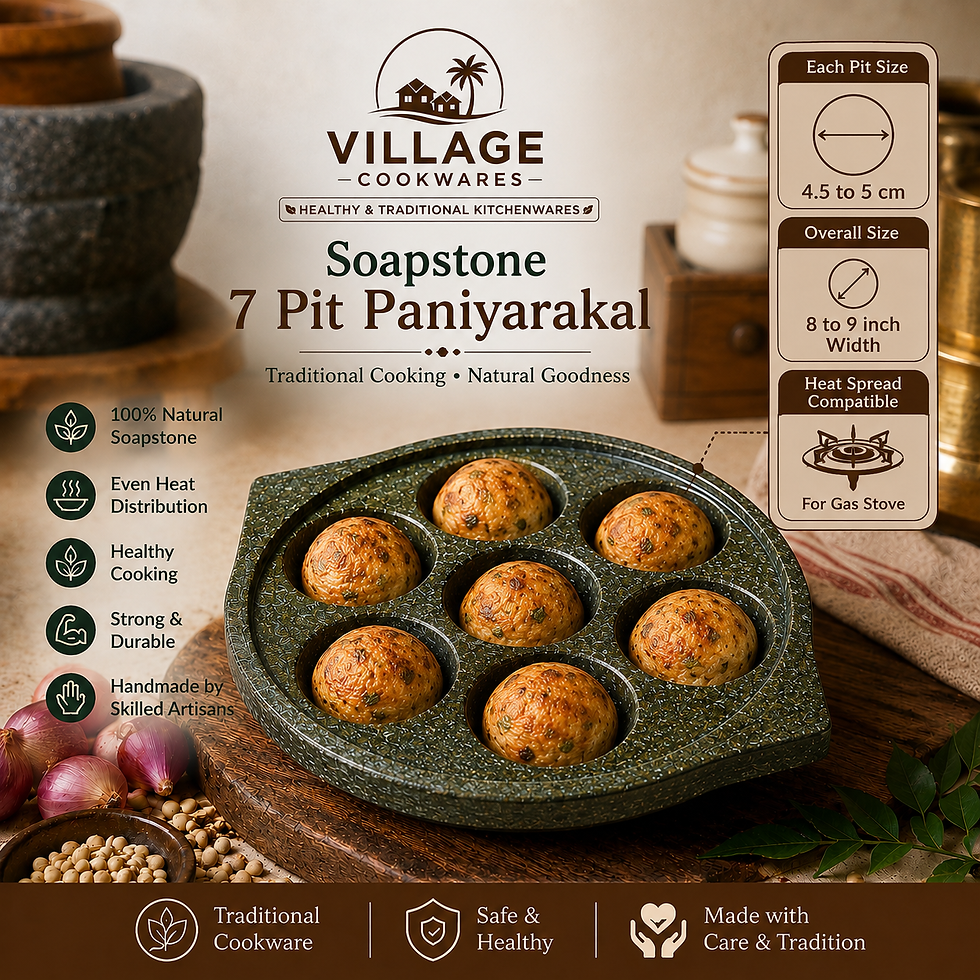 Thumbnail: Soapstone Paniyaram Pan-Handmade 7 Small Pits