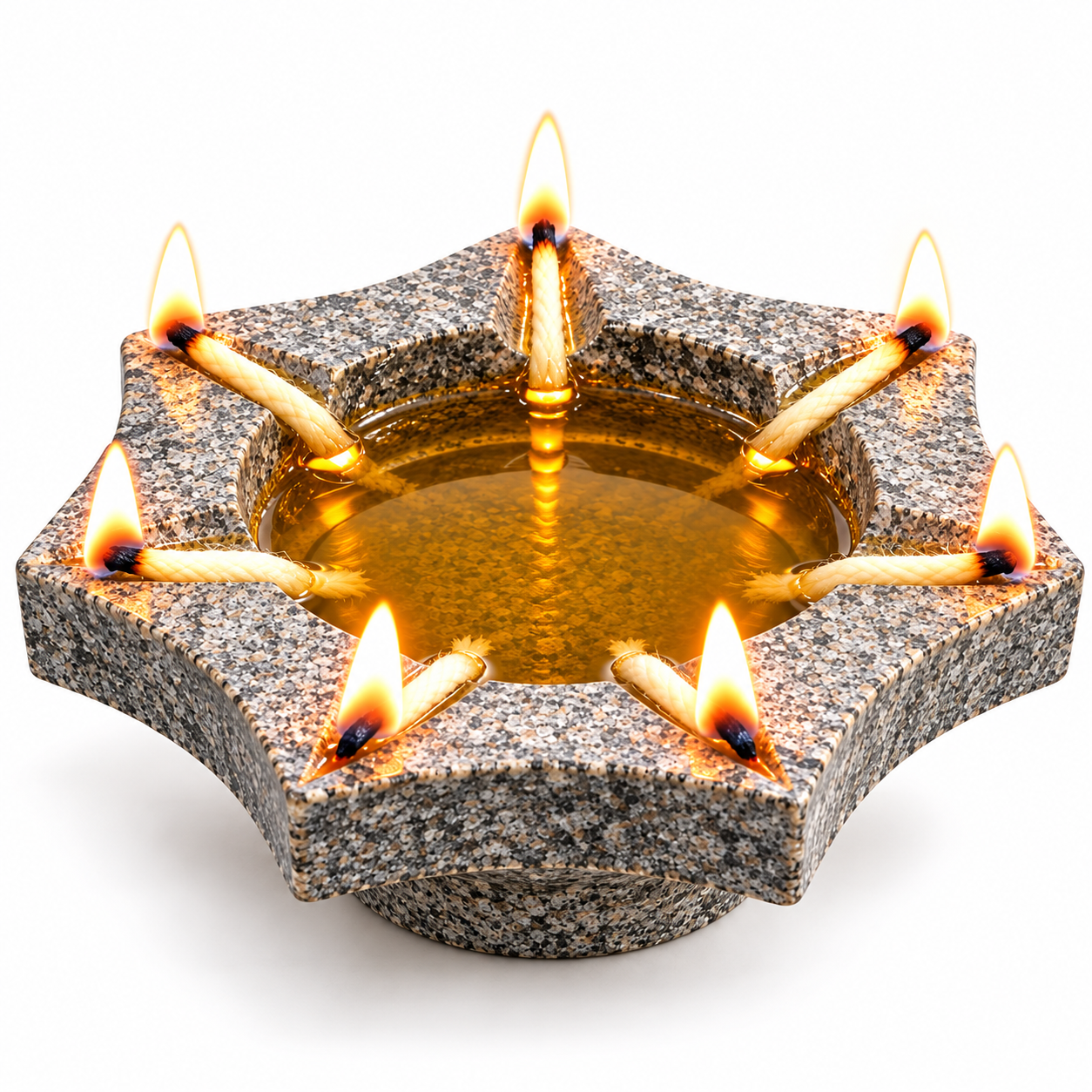 Natural Black Stone 7 Face Diya, Agal Vilakku-Hand Carved Set (Pack of 2)