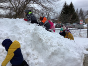 Climbing about the snowy hills!