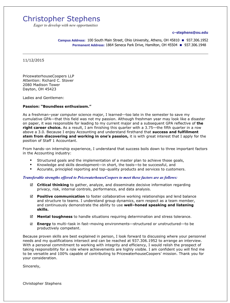 Cover Letter