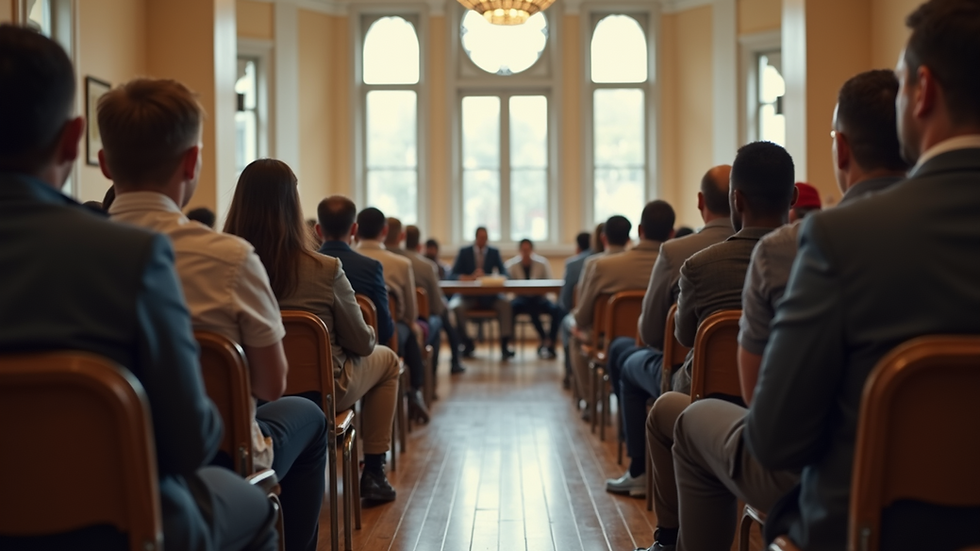 Eye-level view of a community meeting in progress