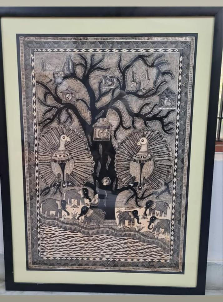 Thumbnail: Madhubani Mithila art Sizes XS: up to 8×10 S: 10×12–13×19 M: 16×20–20×24 