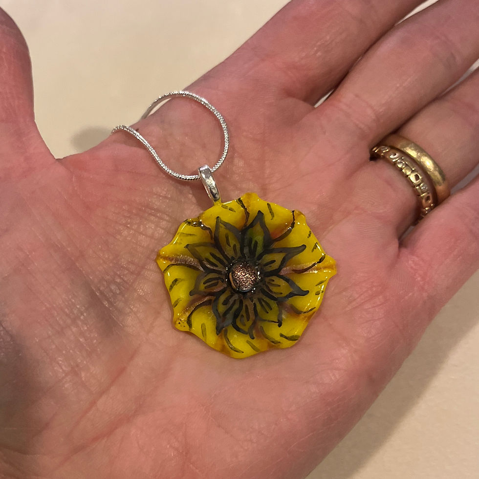Thumbnail: Sunflower -Pressed Glass Necklace