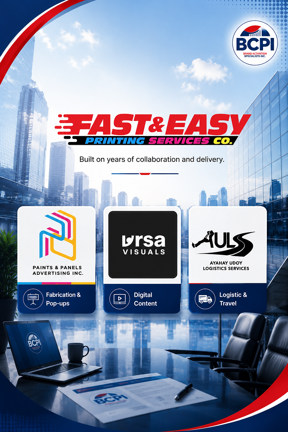 Fast & Easy Printing Service Co. partners: Paints & Fabulo, Ursa Visuals, AUS.