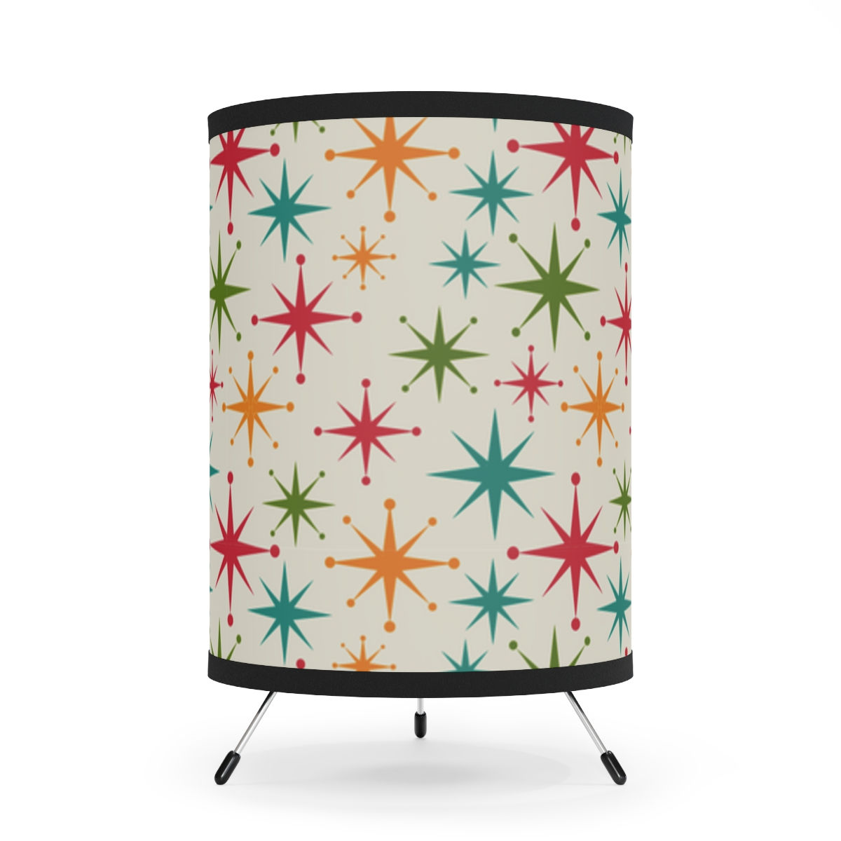 Colorful Retro Stars Tripod Lamp with High-Res Printed Shade, US\CA plug